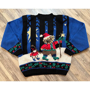 Vtg Heirloom Cherished Possessions Christmas Sweater Size Medium Wool Bear